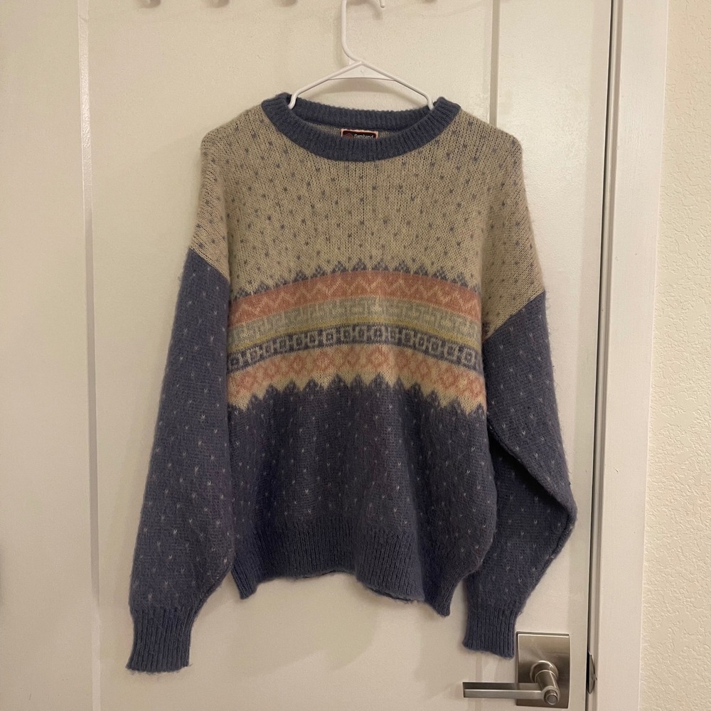 Vintage Wool Samband Of Iceland Nordic Sweater 80s Winter Holiday